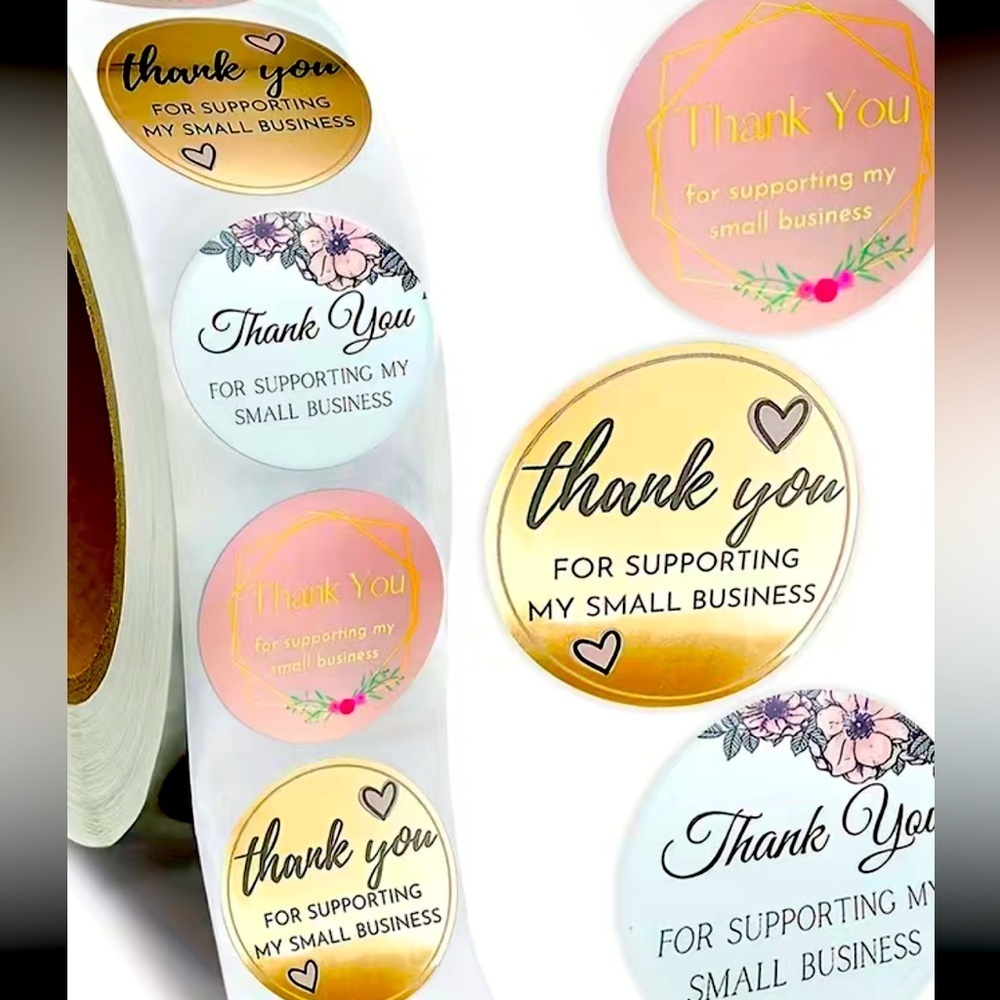 1000 pcs/ 2 rolls, “THANK YOU” sealing stickers.